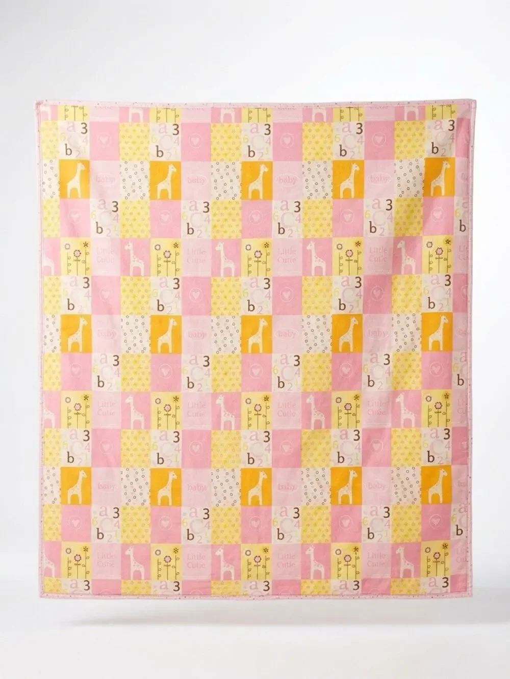 Vintage Cotton Baby Blanket Nursery Quilt Crib Comforter Real Love Animal Number